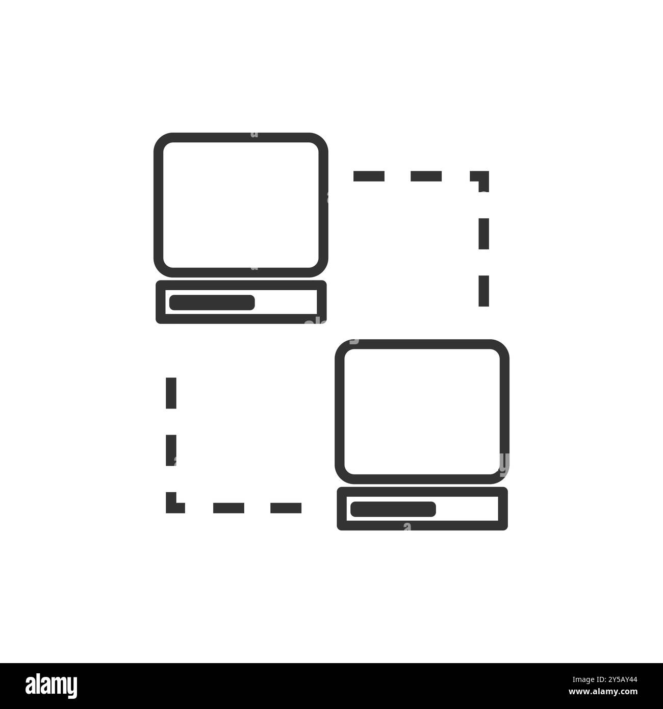Icône de connexion réseau avec deux ordinateurs. Illustration de Vecteur