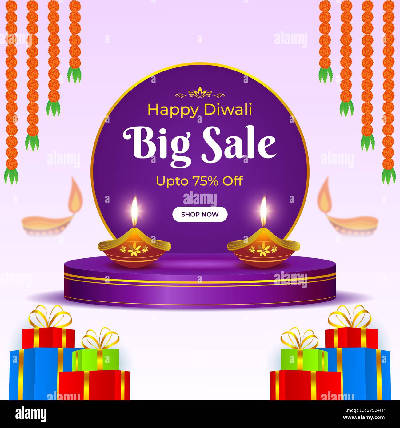 Illustration vectorielle du modèle de flux de médias sociaux Happy Diwali Sale Illustration de Vecteur