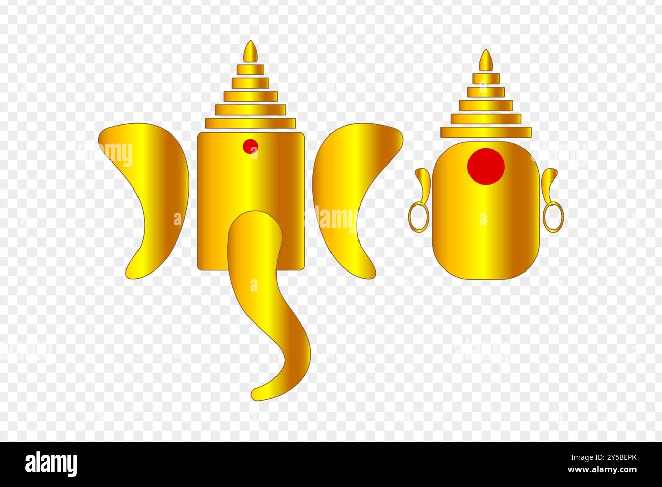 Illustration vectorielle du symbole abstrait doré du Seigneur Ganesha et de la Déesse Lakshmi sur fond transparent Illustration de Vecteur