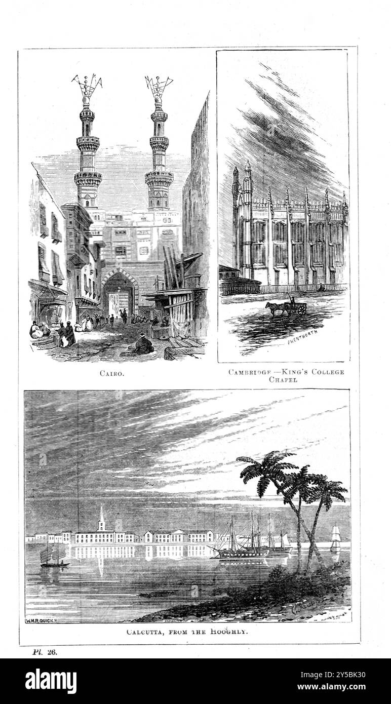 Planche 26 - Cairo, Cambridge, Calcutta - DICTIONNAIRE DE GÉOGRAPHIE DE BEETON. A Universal Gazetteer, publié par London Ward, Lock et Tyler 1868 Banque D'Images