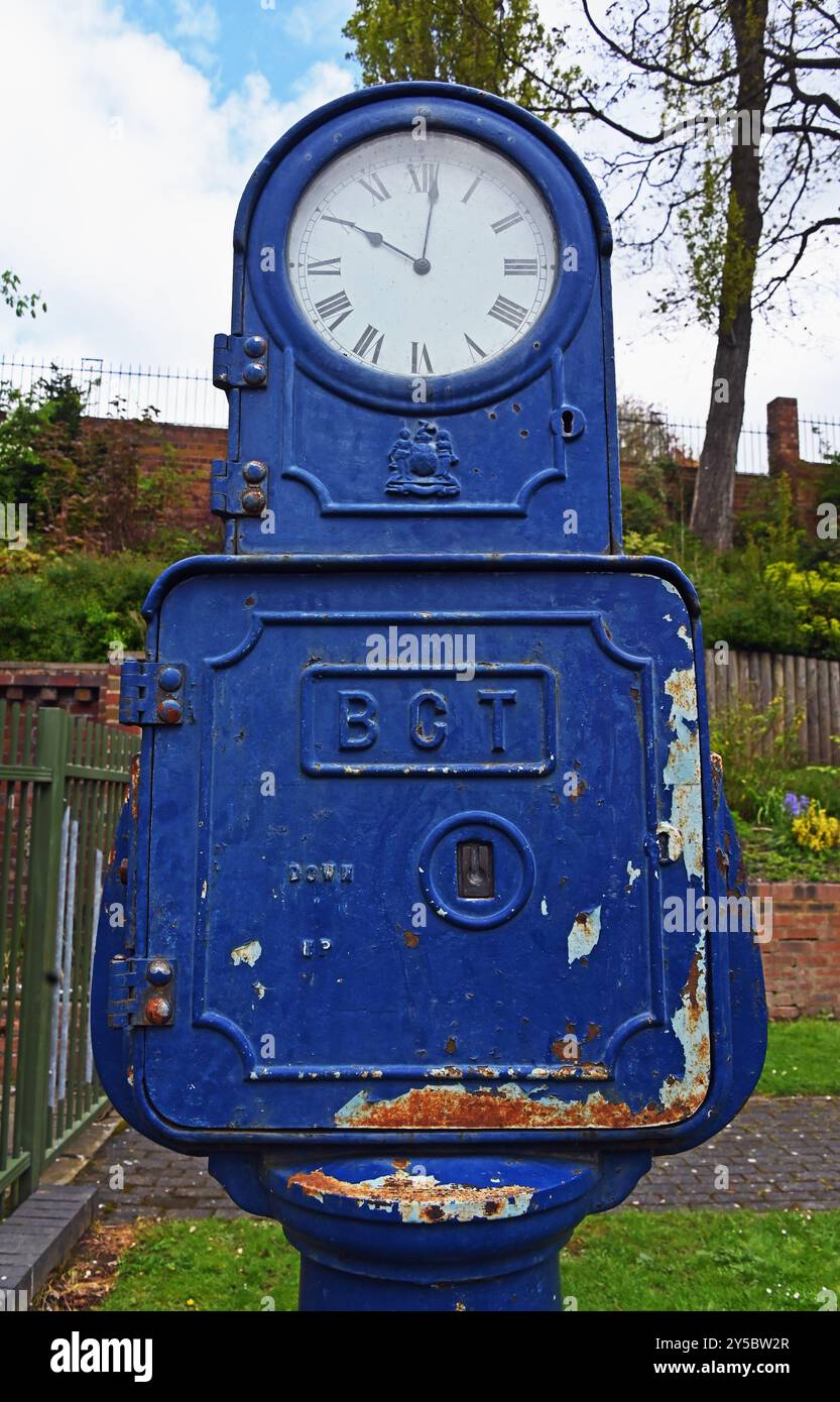 Une horloge Bundy, Birmingham City transport. The Arboretum, Walsall, West Midlands, Angleterre, Royaume-Uni, Europe. Banque D'Images