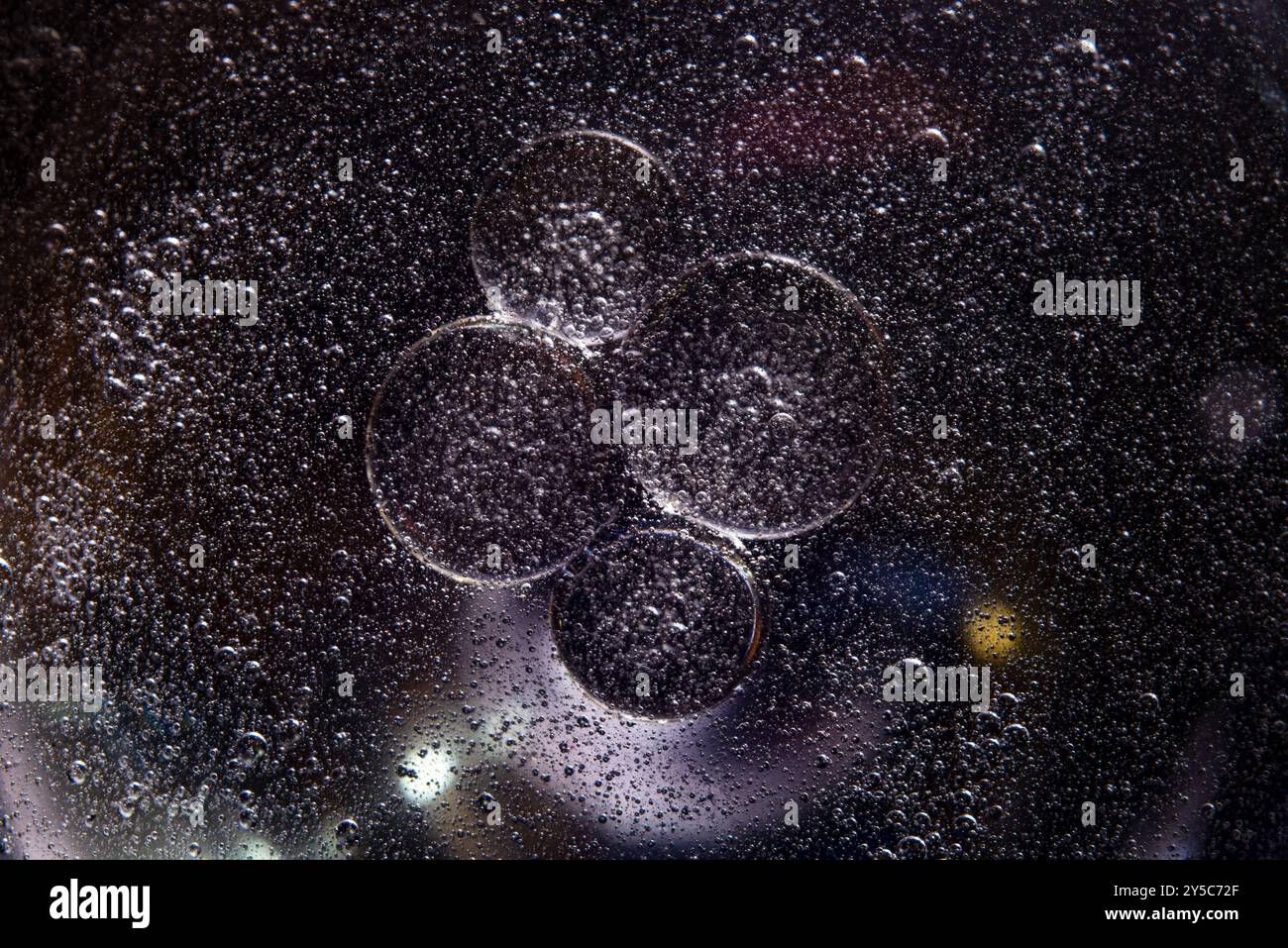 L'huile tombe dans un verre d'eau Banque D'Images