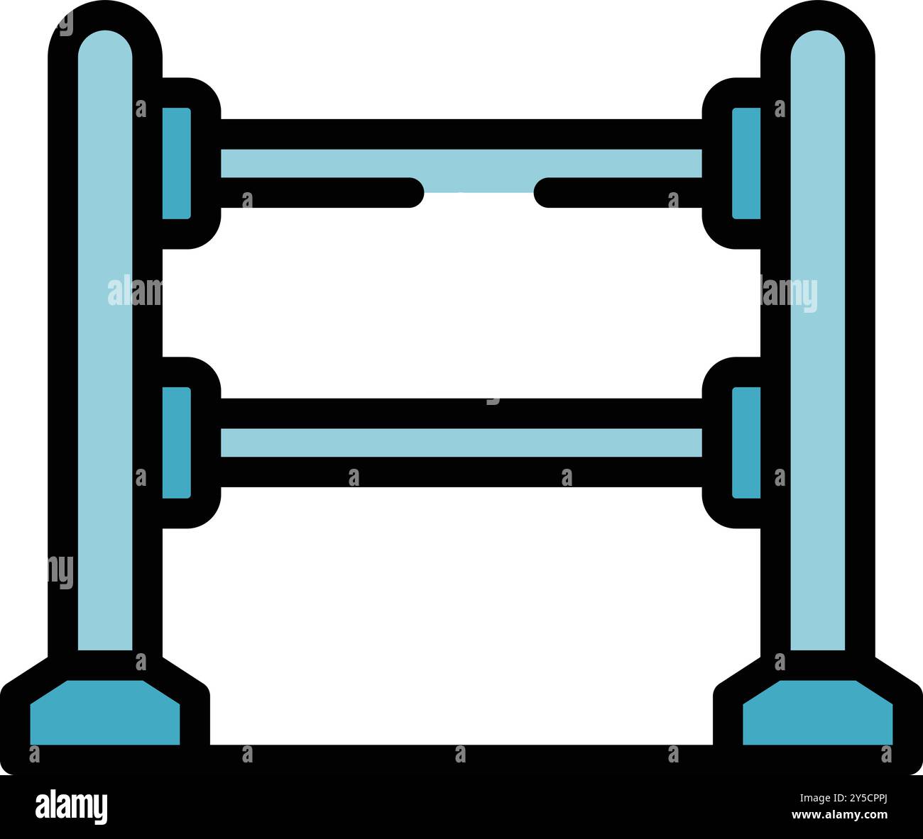 Cette illustration vectorielle présente une barrière métallique simple mais efficace, couramment utilisée pour le contrôle des foules ou pour restreindre l'accès Illustration de Vecteur