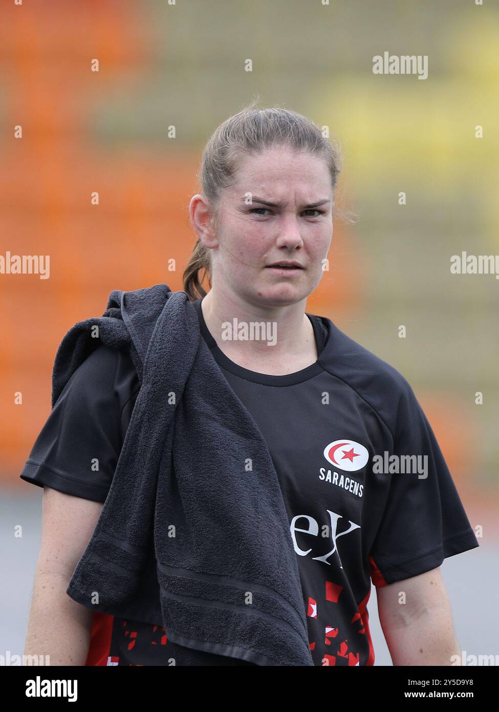 Londres, Royaume-Uni. 21 septembre 2024. Leanne Infante des Saracens lors du match PWR Up Series entre Saracens et Ealing Trailfinders au StoneX Stadium. Crédit : Jay Patel/Alamy Live News Banque D'Images