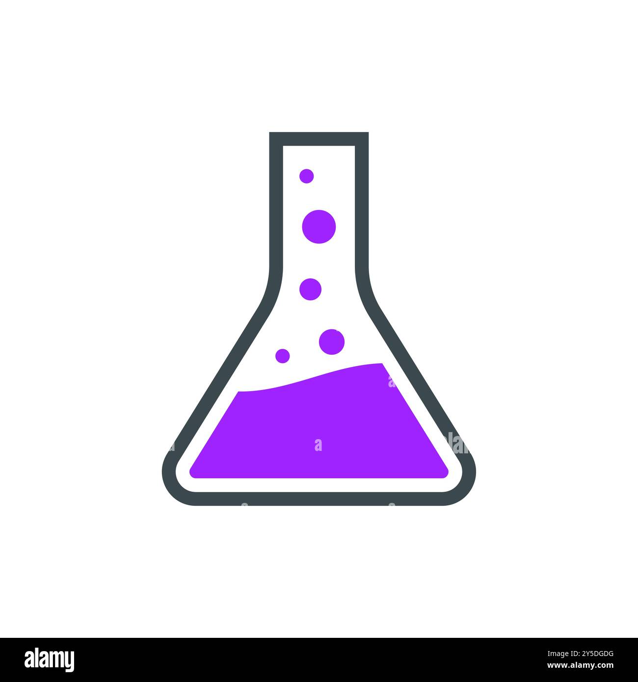 Tube à essai ICON pour bécher de laboratoire. Logo de chimie expérimentale Lab bulle vecteur icône Illustration de Vecteur