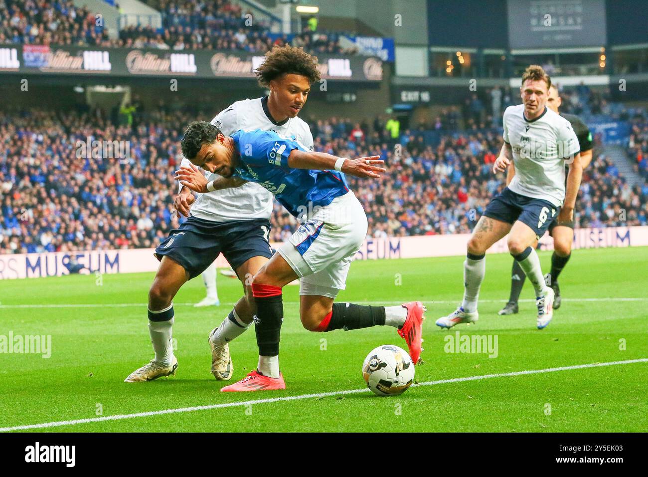 Glasgow, Royaume-Uni. 21 septembre 2024. Les Rangers FC ont joué le Dundee FC à l'Ibrox Stadium, Govan, Glasgow en premier Sports Cup 2024/25. Le score final était Rangers 3 - 0 Dundee. Les buts ont été marqués par C. Dessers (Rangers 9) 18 minutes et 66 minutes et J Tavernier (Rangers 2) 50 minutes, penalty. Dessers a été nommé homme du match. Crédit : Findlay/Alamy Live News Banque D'Images