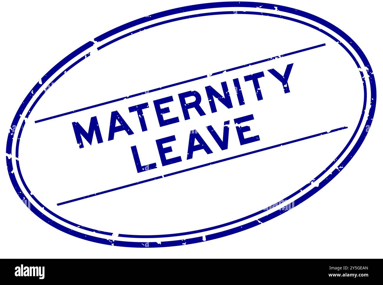 Grunge bleu maternité laisser mot ovale tampon de joint en caoutchouc sur fond blanc Illustration de Vecteur