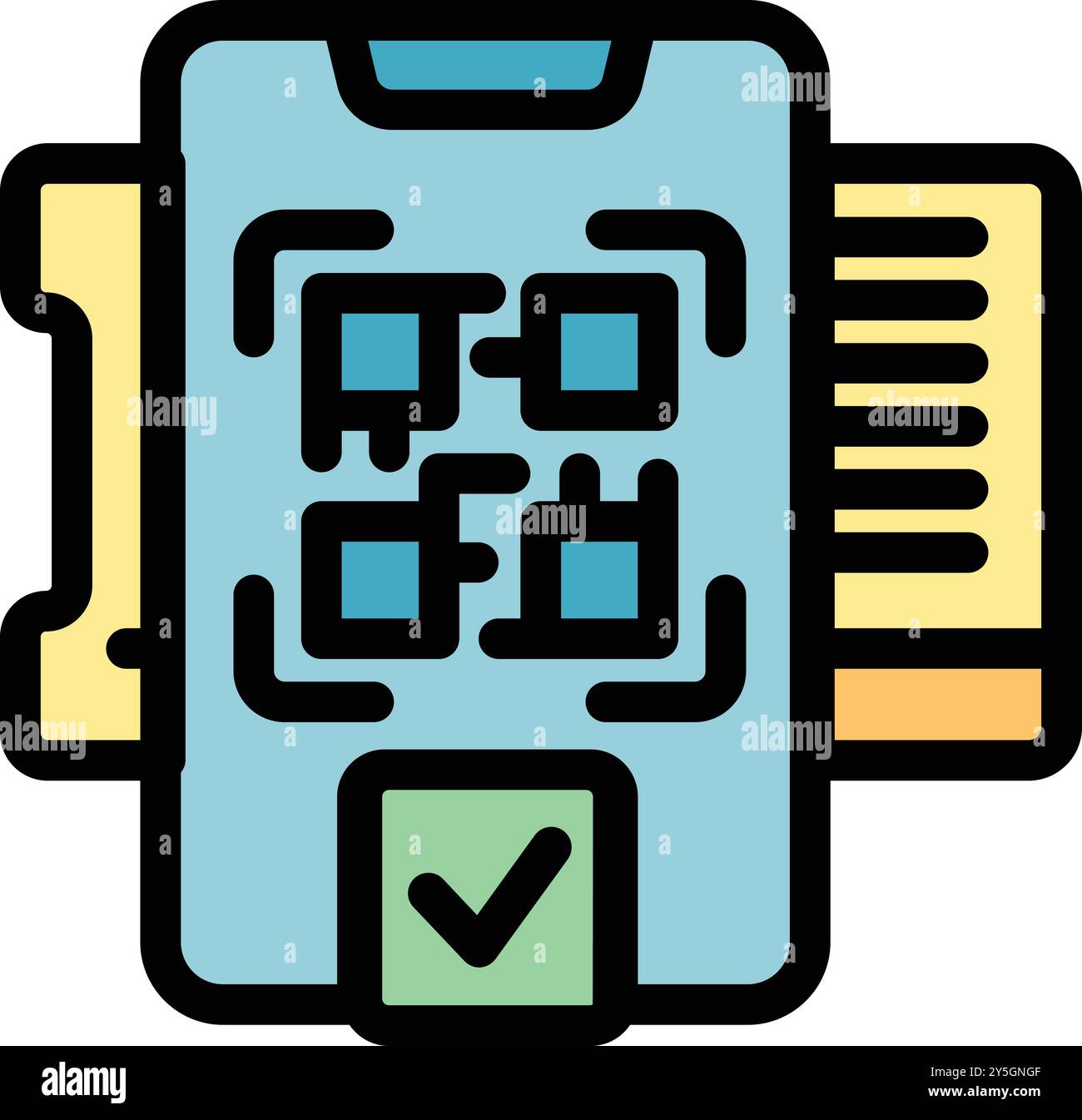 Smartphone scannant un code qr sur une carte d'embarquement, validant ainsi la carte pour voyager Illustration de Vecteur