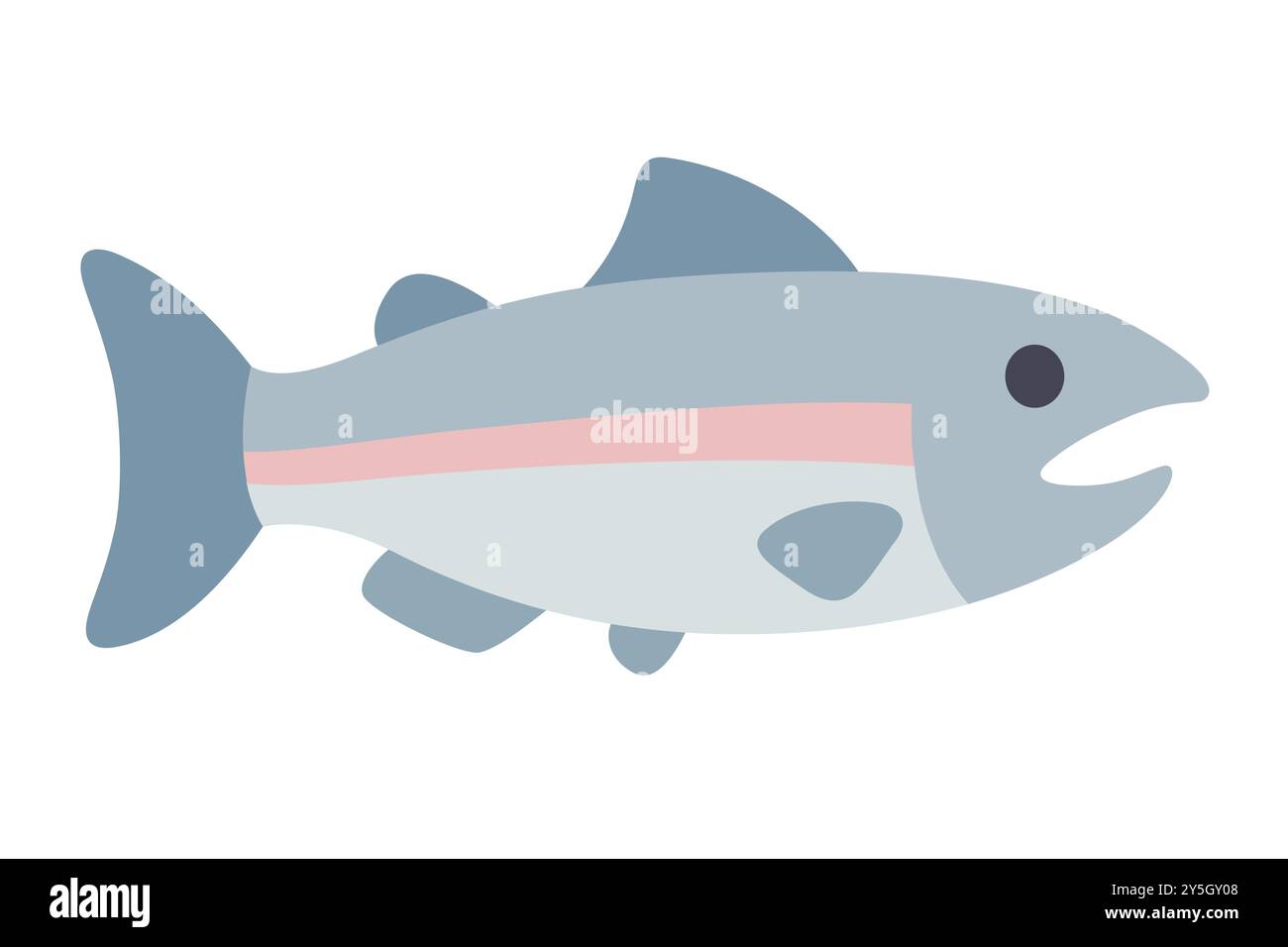 Icône de saumon de dessin animé. Illustration simple de poisson de style vectoriel de couleur plate. Illustration de Vecteur