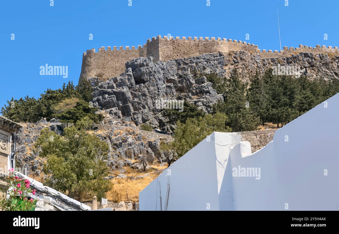Lindos Acropolis, Lindos, Rhodes Grèce Banque D'Images