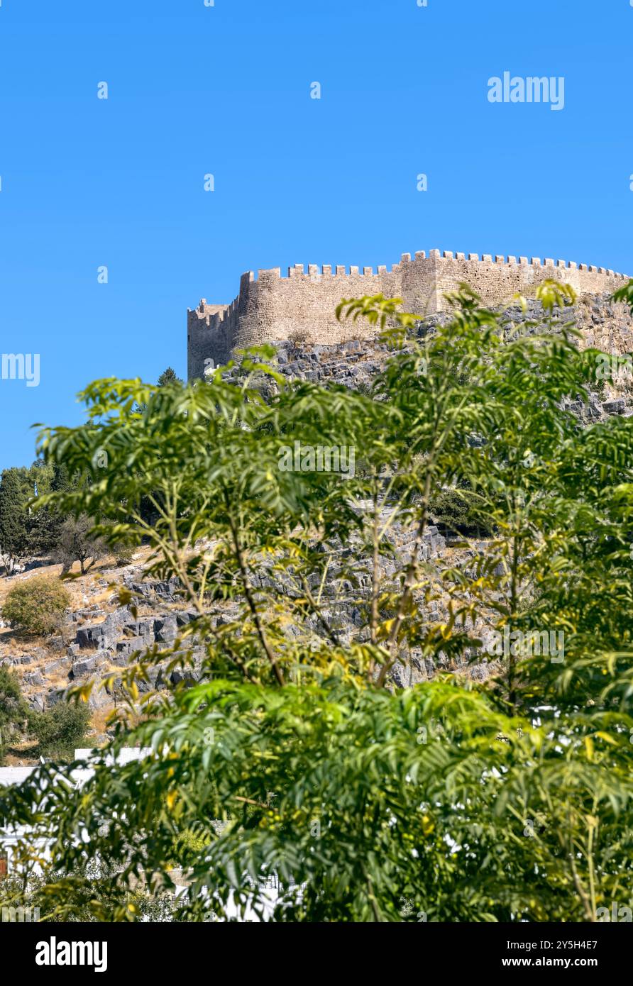 Lindos Acropolis, Lindos, Rhodes Grèce Banque D'Images