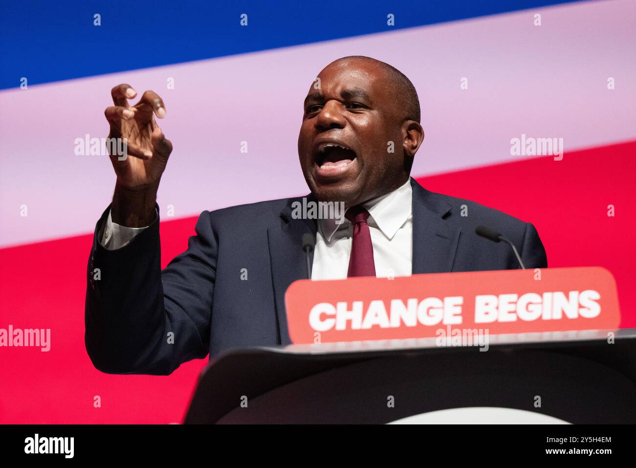 Liverpool, Royaume-Uni. 22 septembre 2024. David Lammy Ministre des Affaires étrangères, député de Tottenham, discours Liverpool UK. Photo : Garyroberts/worldwidefeatures.com crédit : GaryRobertsphotography/Alamy Live News Banque D'Images