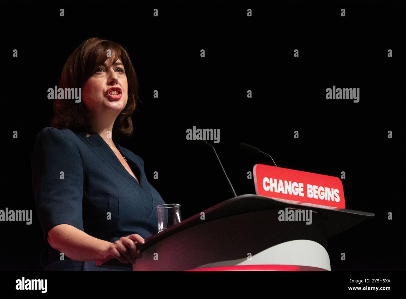 Liverpool, Royaume-Uni. 22 septembre 2024. Lucy Powell, députée de Manchester central, chef de la Chambre des communes discours. Avant David Lammy. Liverpool, Royaume-Uni. Photo : Garyroberts/worldwidefeatures.com crédit : GaryRobertsphotography/Alamy Live News Banque D'Images