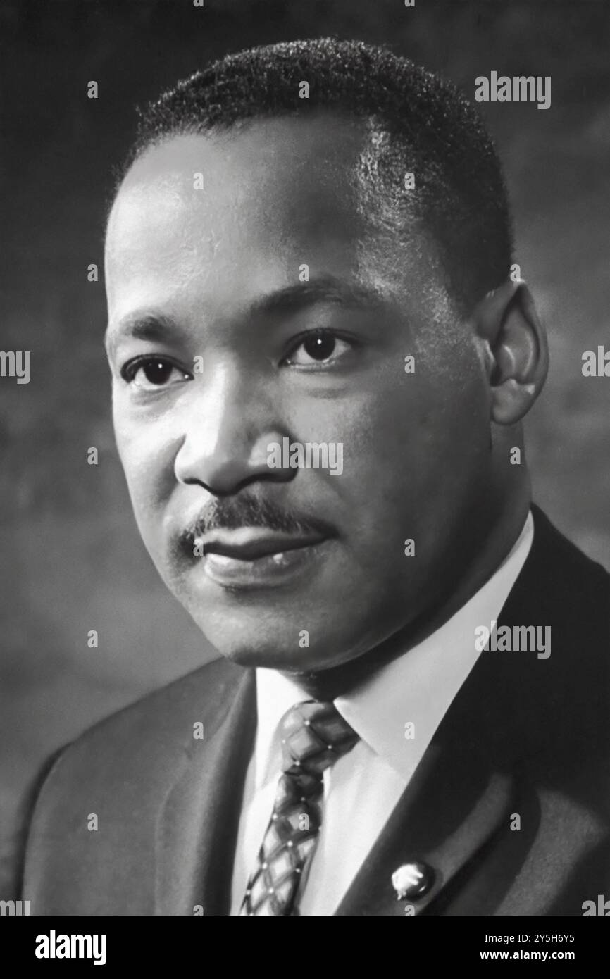 Portrait de Martin Luther King en noir et blanc, 1964 Banque D'Images