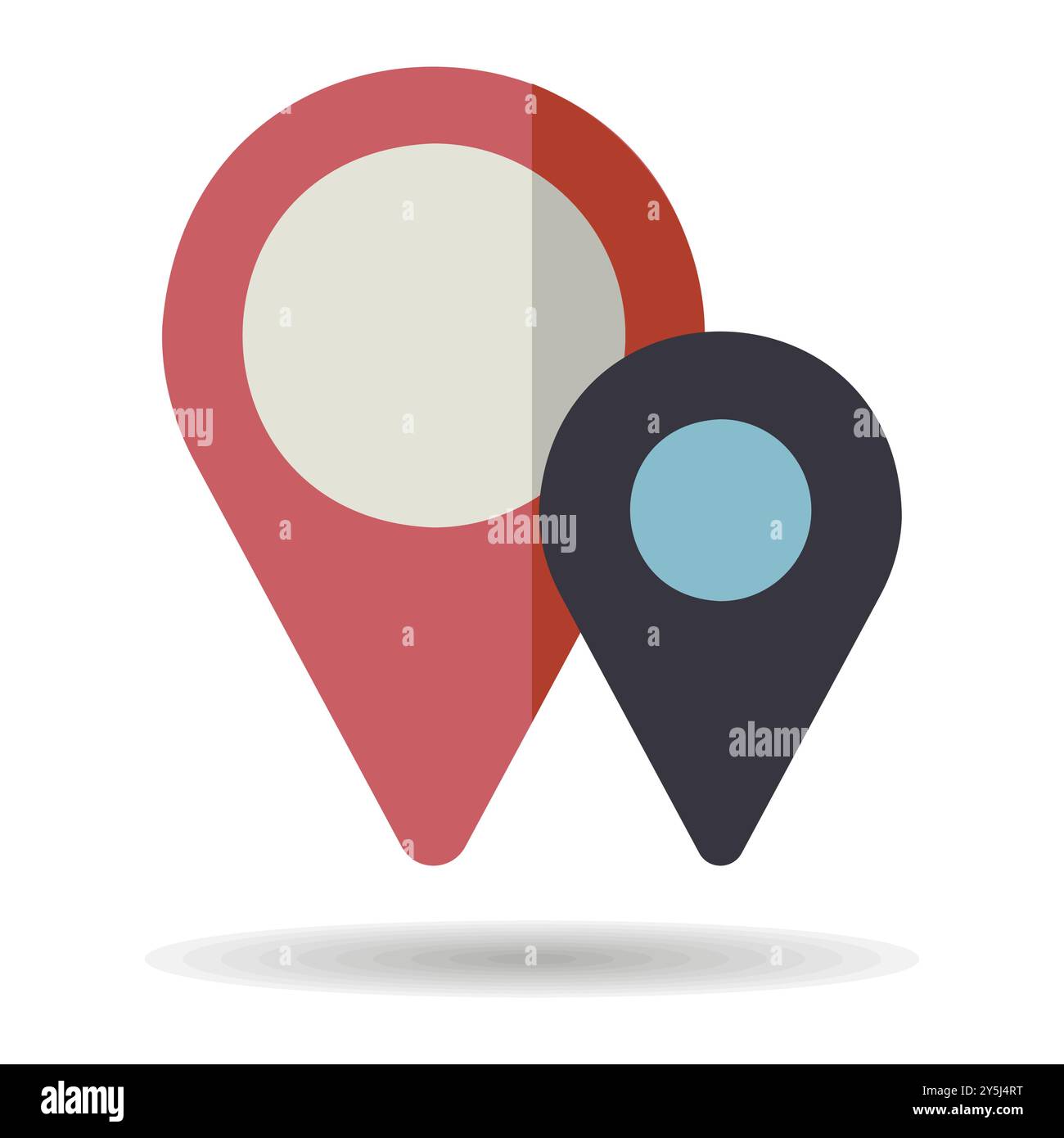 Icône de schéma à deux broches. Pointeur de carte. Marqueurs de carte. Symbole de position GPS. Panneau de navigation. Symbole graphique pour le site Web et les applications de voyage et de tourisme, logo, application, interface utilisateur Illustration de Vecteur