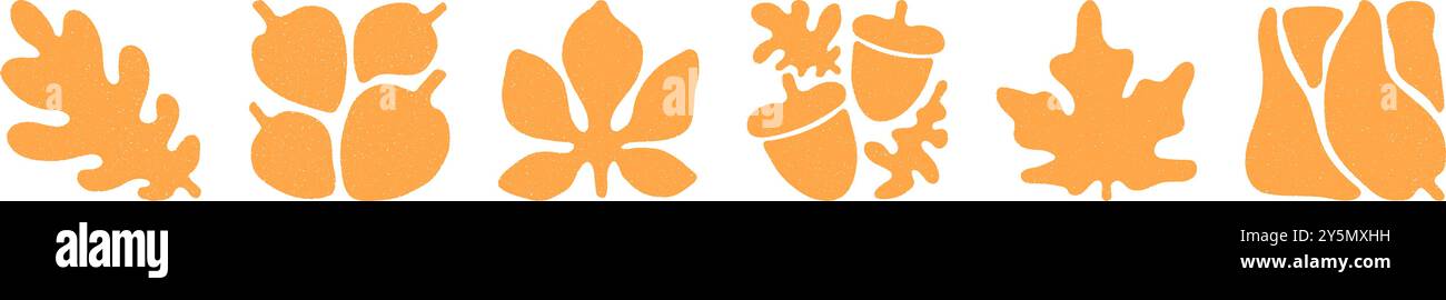 Feuilles d'automne groovy éléments set illustration vectorielle Illustration de Vecteur