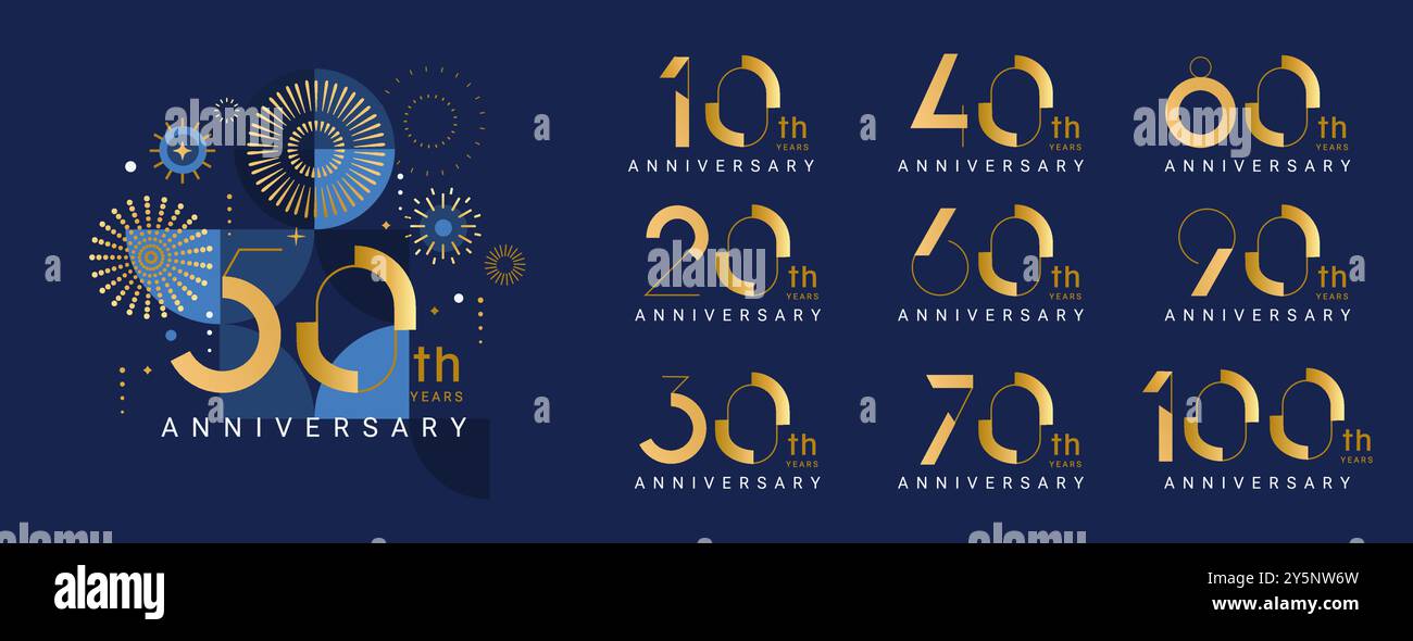 Ensemble de logo anniversaire pour chaque décennie Illustration de Vecteur
