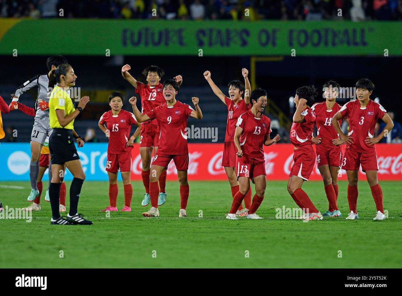 Bogota, Colombie. 22 septembre 2024. Les joueuses de Corée du Nord célèbrent leur victoire lors de la finale de la Coupe du monde féminine U-20 de la FIFA, Colombie 2024 entre la Corée du Nord et le Japon, au stade El Campin, à Bogota, le 22 septembre 2024. Photo : Julian Medina/DiaEsportivo/Alamy Live News crédit : DiaEsportivo/Alamy Live News Banque D'Images