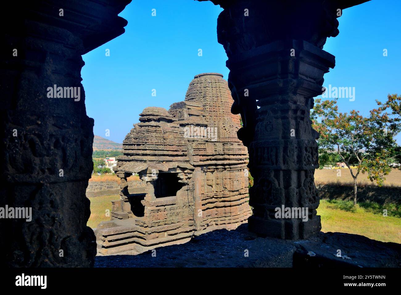 Vue partielle du Temple Gondeshwar, Sinnar, près de Nashik, Maharashtra, Inde Banque D'Images