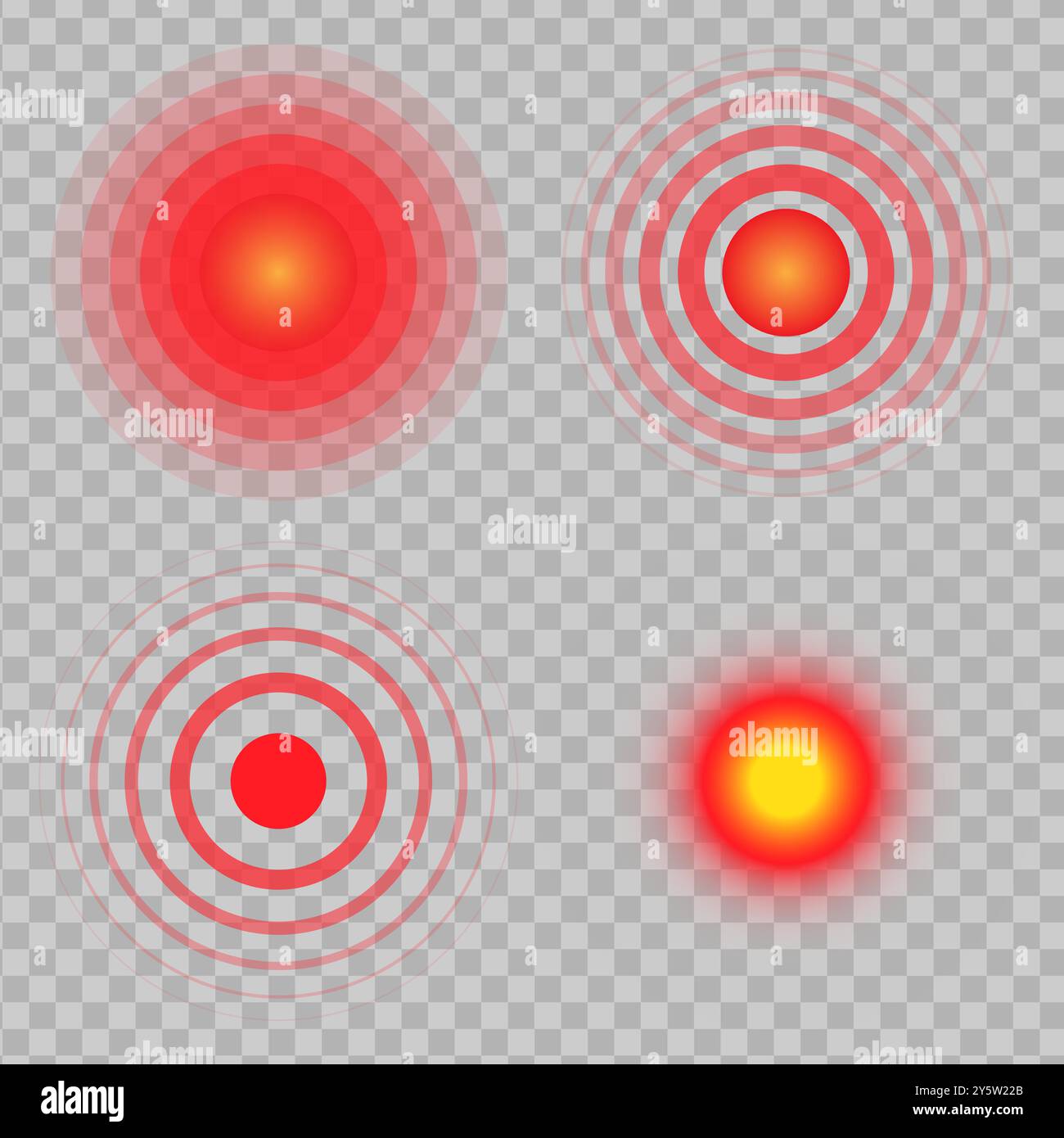 Marques cibles rouges douloureuses définies isolées sur fond transparent Illustration de Vecteur