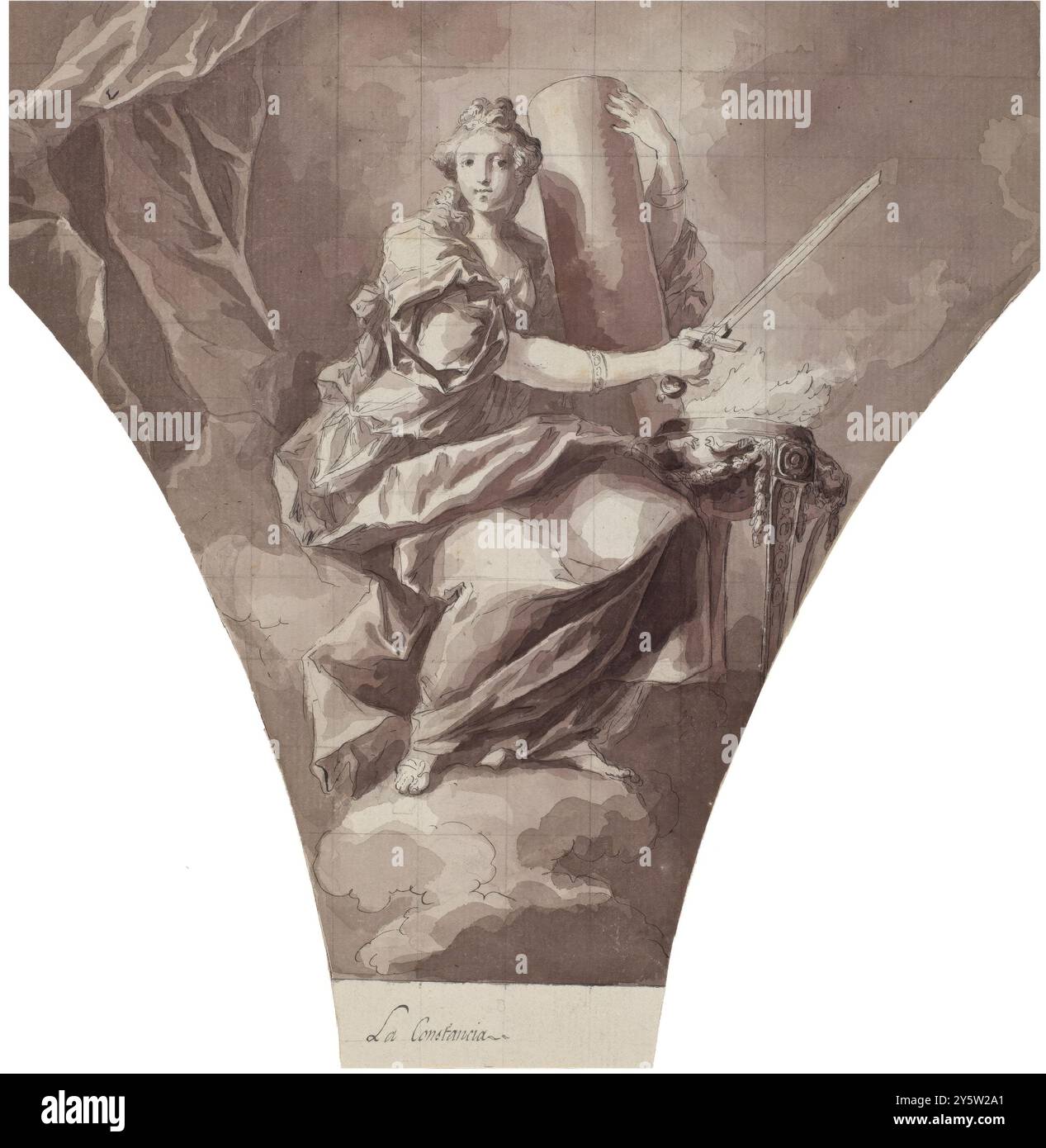 Luis Paret y Alcázar / 'constance'. 1785. Lavage gris-brun, crayon sur papier versé. Musée : Museo del Prado, Madrid, España. Banque D'Images