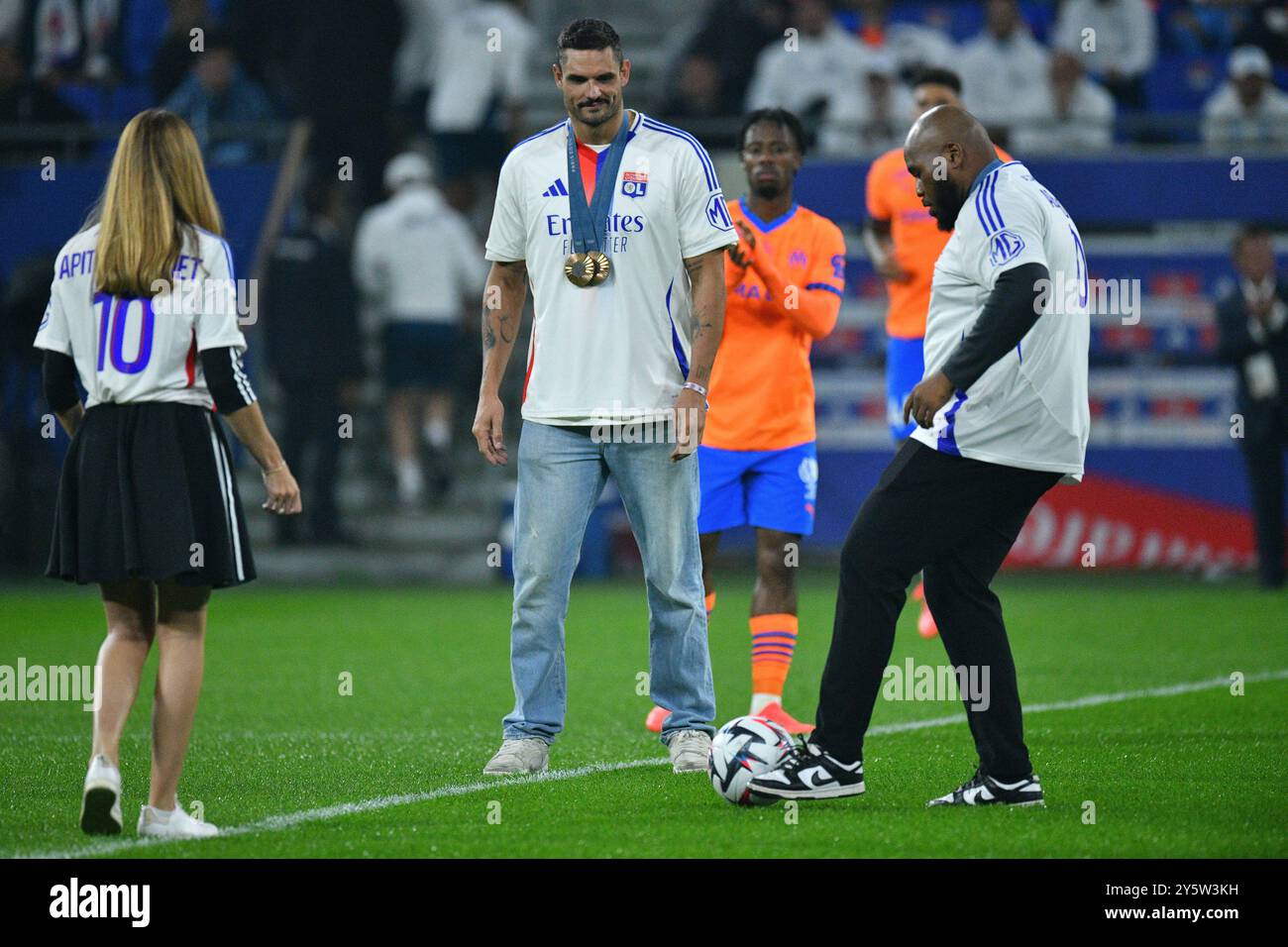 Le nageur olympique Florent Manaudou lors du match de Ligue 1 entre l'Olympique Lyonnais (Lyon) et l'Olympique de Marseille le 22 septembre 2024 au stade Groupama de Décines-Charpieu près de Lyon - photo Cyril lestage/DPPI crédit : DPPI Media/Alamy Live News Banque D'Images