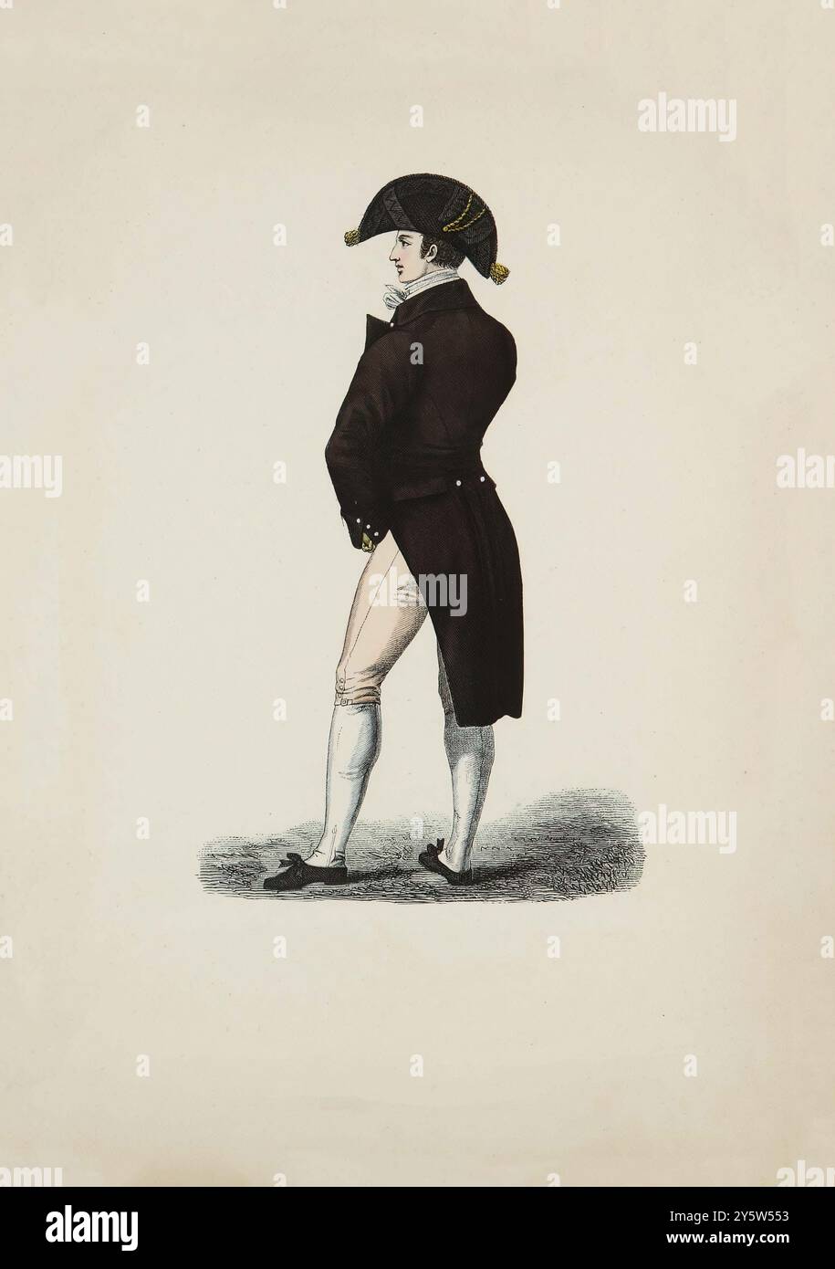 Illustration vintage de gentleman anglais en robe complète. 1814. Costumes historiques et folkloriques. Allemagne. 1881 Banque D'Images