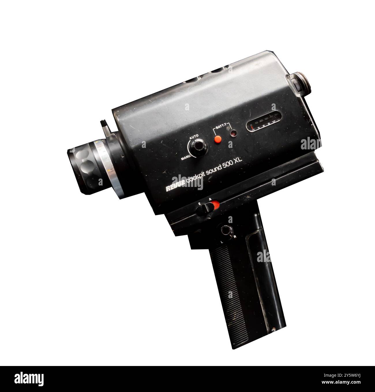 Revue Cockpit Sound 500 XL, 1976, son et silencieux, caméra à cartouche super 8. Objectif : Revueflex Zoom f : 1,2 F : 8-40 mm. Fabriqué au Japon par Chinon Banque D'Images