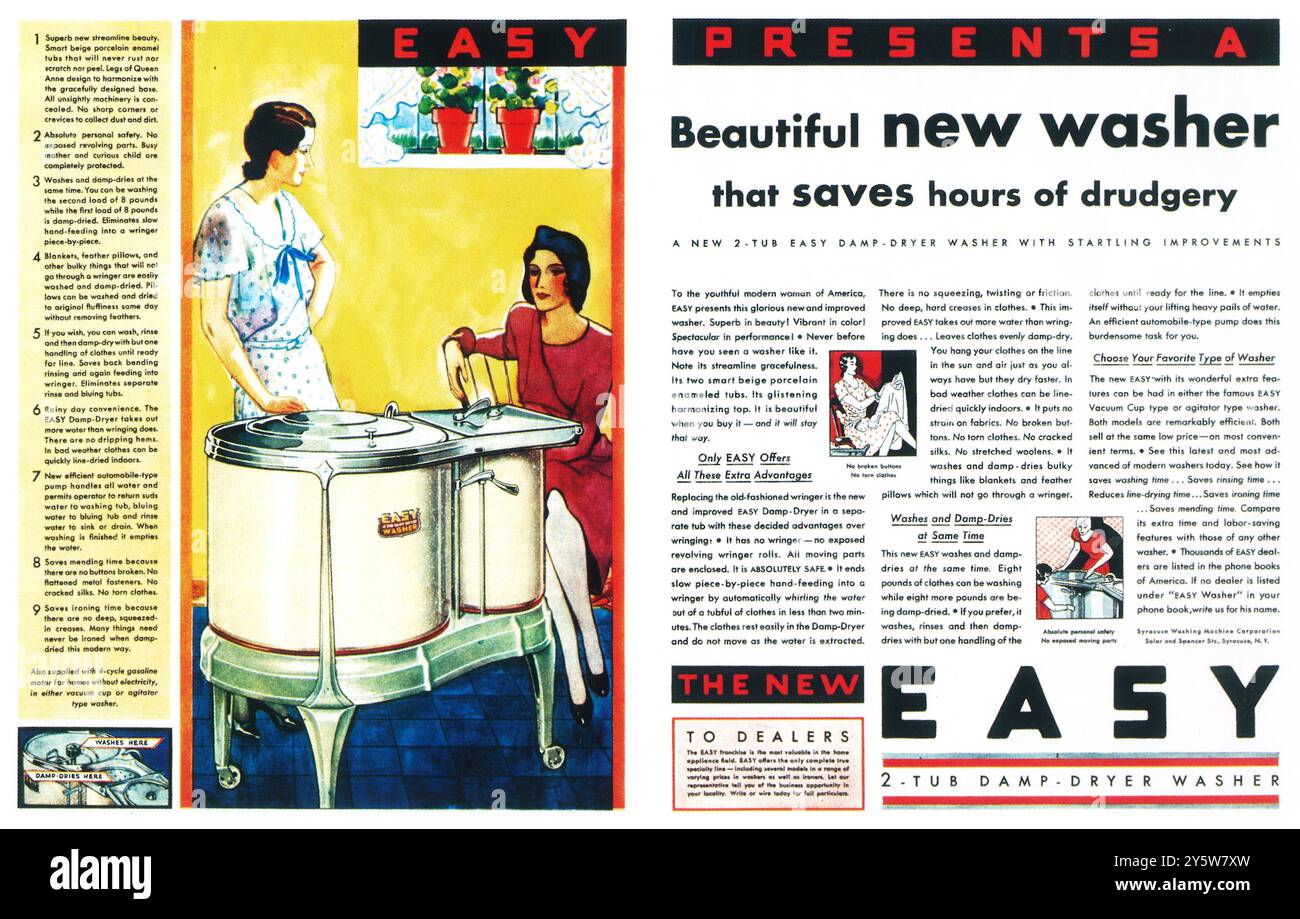 1931 Easy Washer ad - laveuse sécheuse humide à 2 bacs Banque D'Images