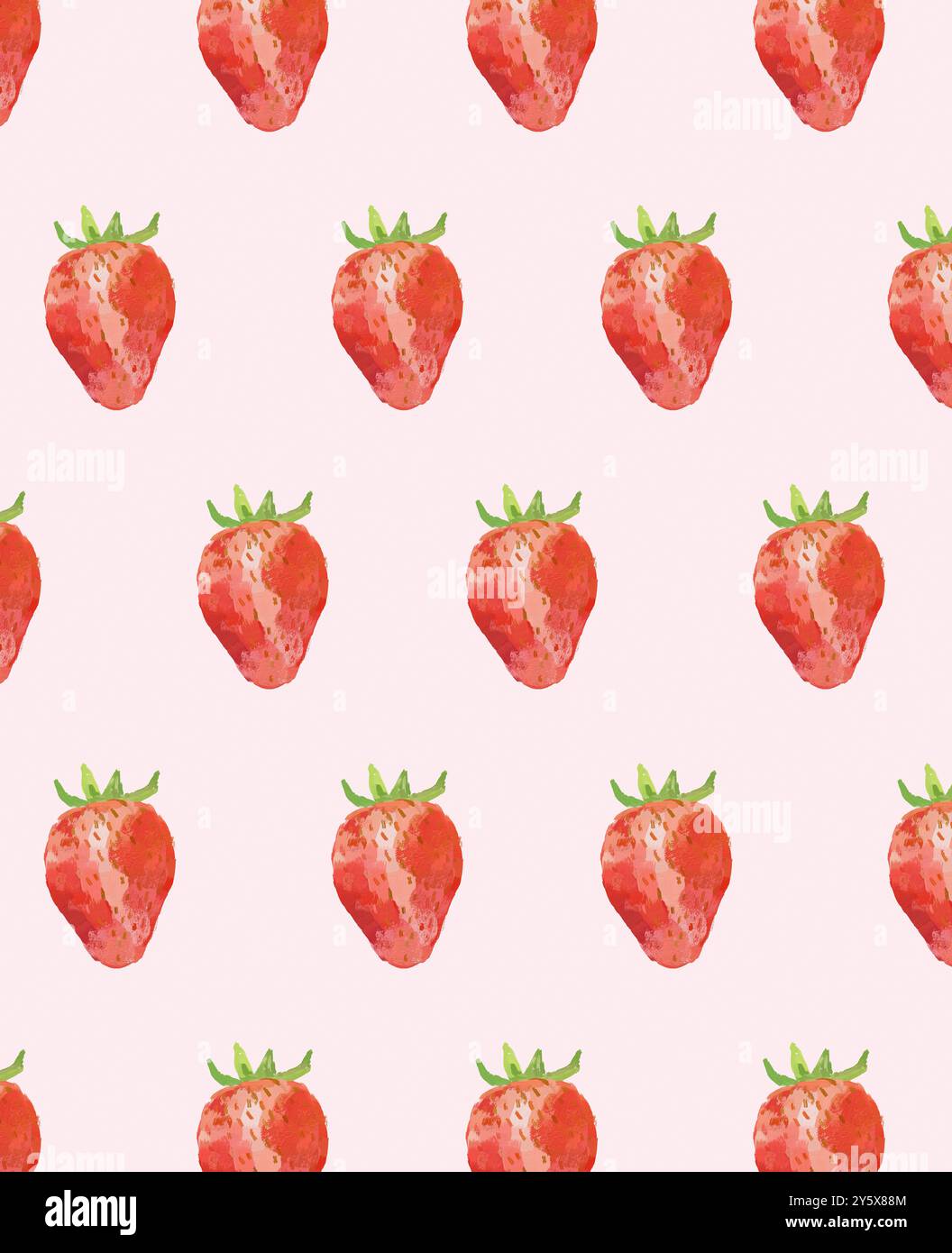 Modèle sans couture de fraises peintes à la main sur un fond rose. Banque D'Images