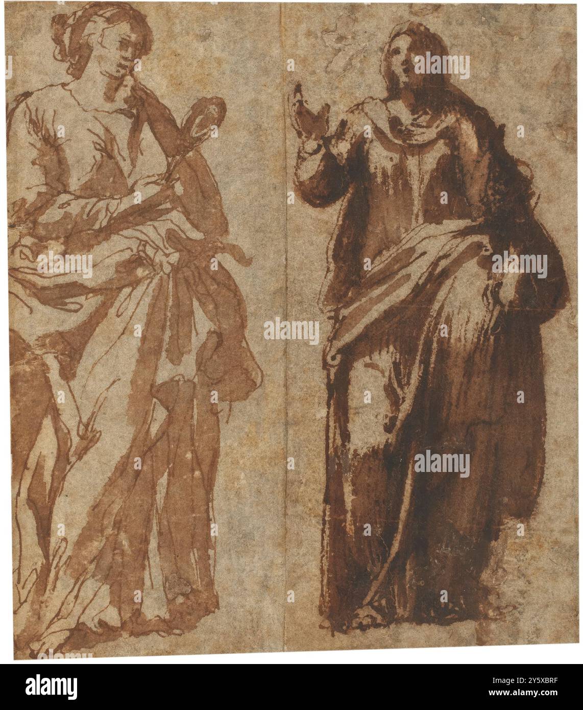 Anonyme / 'prudence. Foi ». CA. 1620. Lavage gris-brun, crayon sur papier jaune. Musée : Museo del Prado, Madrid, España. Banque D'Images