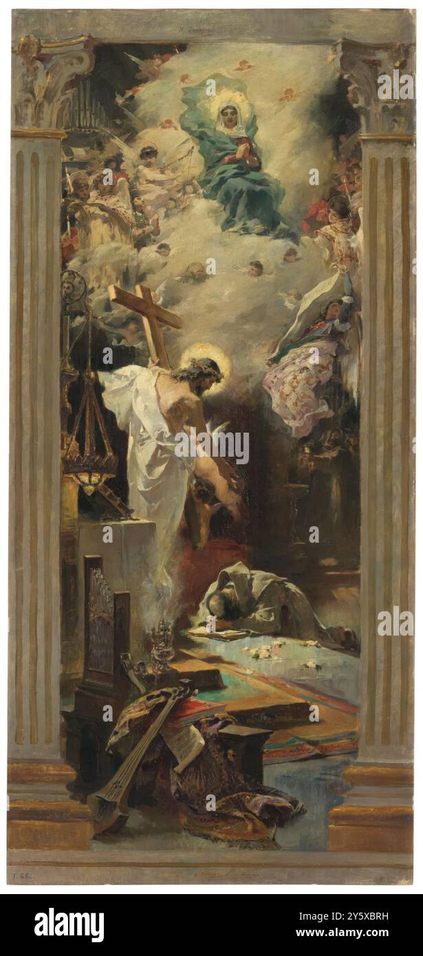 Alejandro Ferrant ; Manuel Domínguez Sánchez / 'L'Annonciation de Porziuncula'. CA. 1884. Huile sur toile. Musée : Museo del Prado, Madrid, España. Banque D'Images