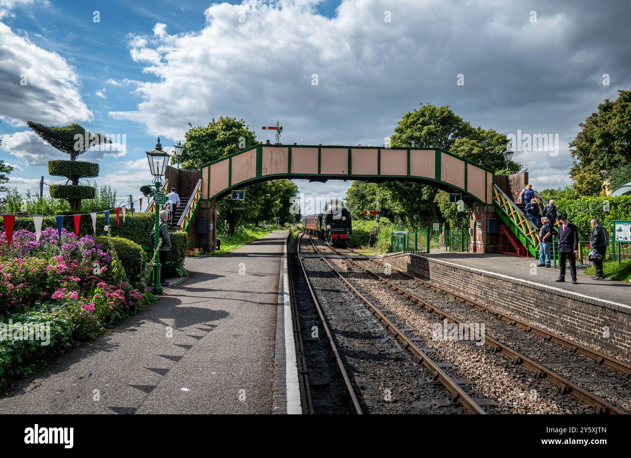 Station de Ropley où se trouvent les travaux d'ingénierie de la ligne Watercress. Banque D'Images