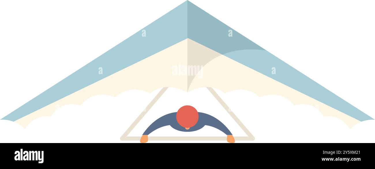 L'homme vole sur un deltaplane, s'élève au-dessus des nuages et profite du frisson des sports extrêmes Illustration de Vecteur