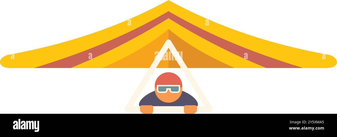 L'homme vole sur un deltaplane, profitant du frisson des sports extrêmes et de la beauté du ciel Illustration de Vecteur