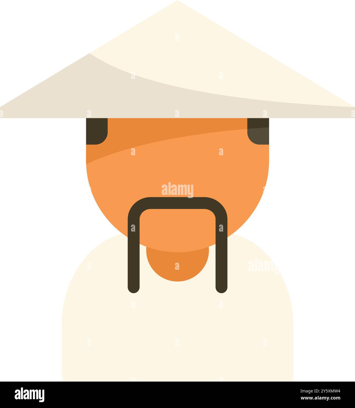 Illustration vectorielle simple d'un homme asiatique portant un chapeau conique traditionnel et des vêtements traditionnels Illustration de Vecteur