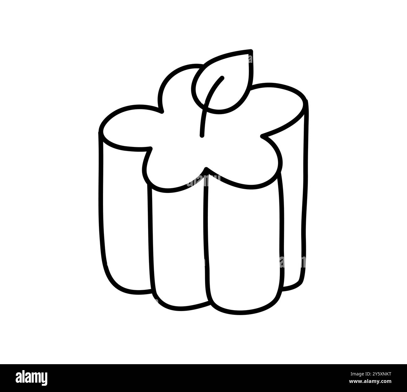 Bougie esthétique de décoration de ligne vectorielle de cire. Illustration colorée dessinée à la main. Délicat élément romantique de décor. Dessinez une bougie allumée chaleureuse Illustration de Vecteur