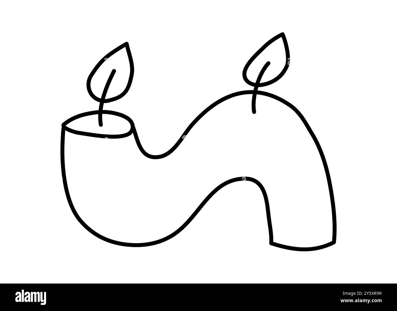 bougie de ligne dessinée à la main esthétique. Illustration plate de contour vectoriel coloré isolée sur fond. elément décoratif pour carte de voeux, bande Illustration de Vecteur