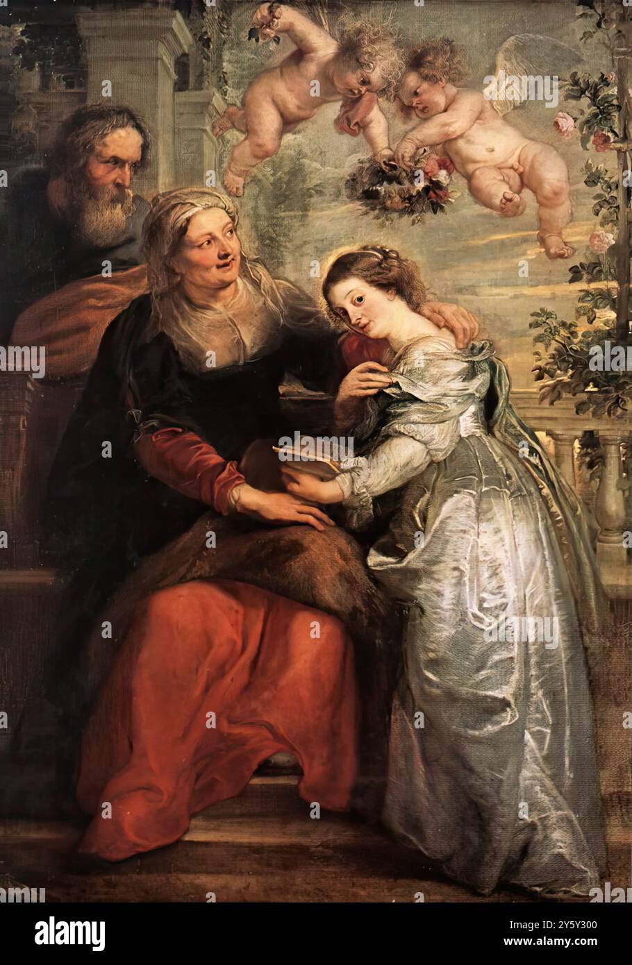 RUBENS, Pieter Pauwel (né en 1577, Siegen, mort en 1640, Anvers) L'éducation de la Vierge 1625-26 huile sur toile, 193 x 140 cm musées royaux des Beaux-Arts, Bruxelles --- mots-clés : ------------- Auteur : RUBENS, Pieter Pauwel titre : L'éducation de la Vierge chronologie : 1601-1650 École : flamande forme : peinture type : religieux Banque D'Images