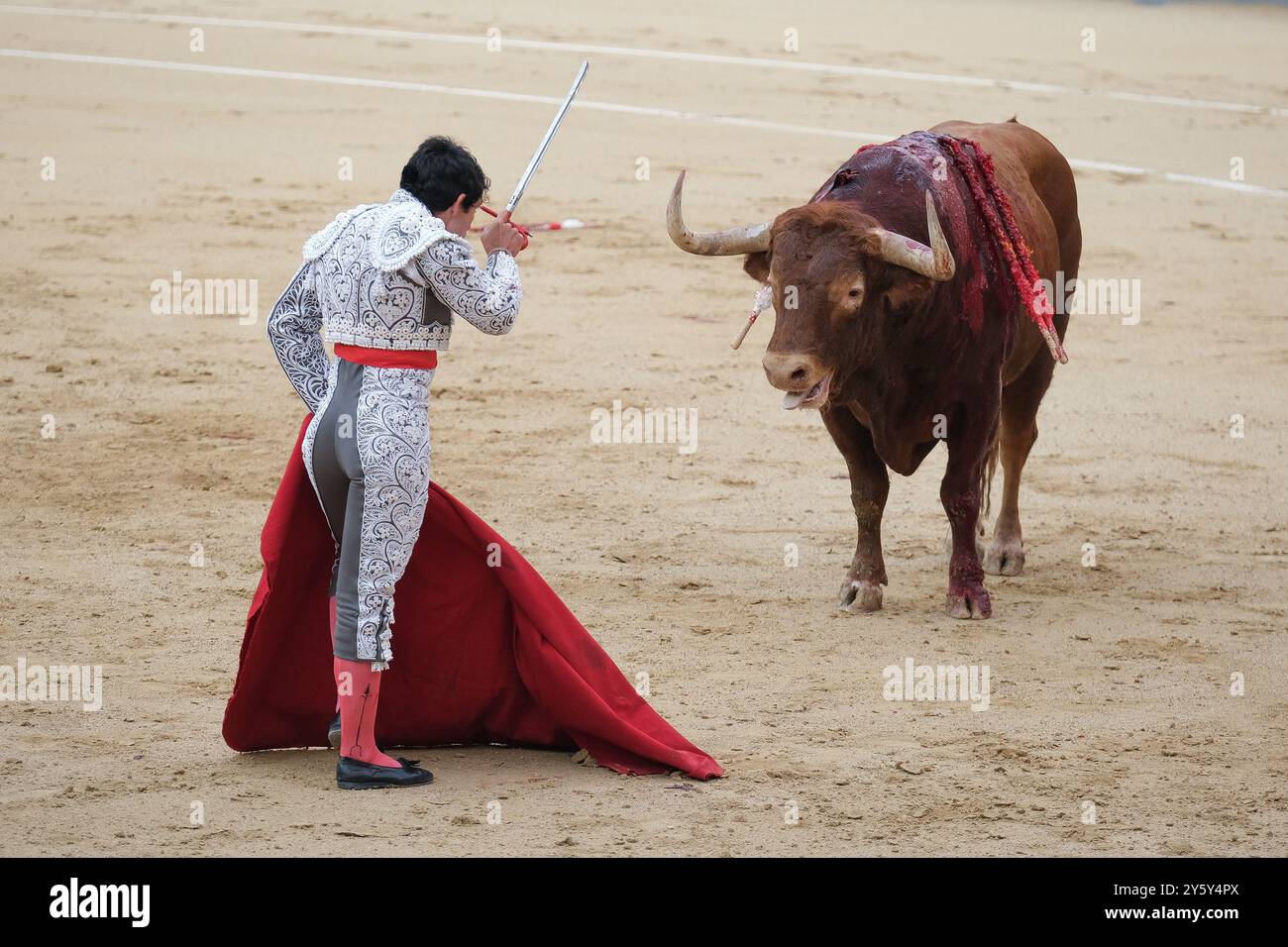 Madrid, Espagne. 23 septembre 2024. Le torero Isaac Fonseca pendant la corrida de Toros sur la Plaza de las Ventas à Madrid, 22 septembre 2024 Espagne crédit : Sipa USA/Alamy Live News Banque D'Images