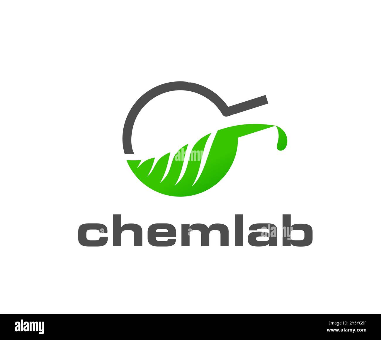 Icône de laboratoire de science du flacon de laboratoire chimique pour la chimie et la compagnie de pharmacie, emblème de vecteur. Flacon de flacon d'essai chimique avec feuille verte dans le contour pour laboratoire clinique ou société pharmaceutique Illustration de Vecteur