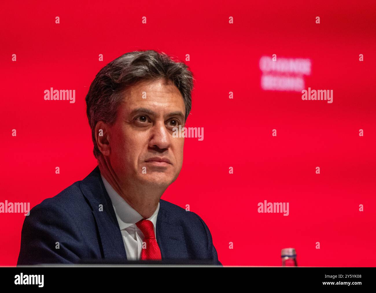 Liverpool, Royaume-Uni. 23 septembre 2024. Ed Miliband, secrétaire d'État à la sécurité énergétique et au net zéro, discours prononcé lors de la deuxième journée de la conférence du Parti travailliste 2024 à Liverpool, Royaume-Uni. Photo : Garyroberts/worldwidefeatures.com crédit : GaryRobertsphotography/Alamy Live News Banque D'Images