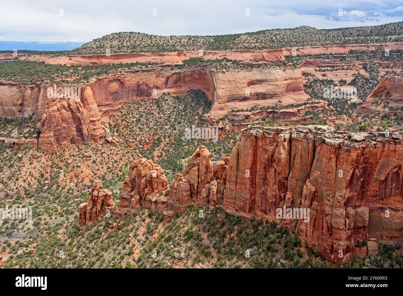 Les piliers de roche en grès de Squaw Fingers, maintenant appelés Artists Fingers, avancent vers le monument canyon du Colorado National Monument Banque D'Images
