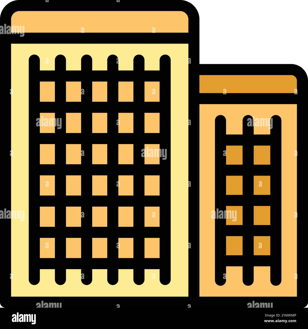 Cette illustration vectorielle présente des bâtiments modernes avec une façade en forme de grille, mettant en valeur l'architecture urbaine contemporaine Illustration de Vecteur