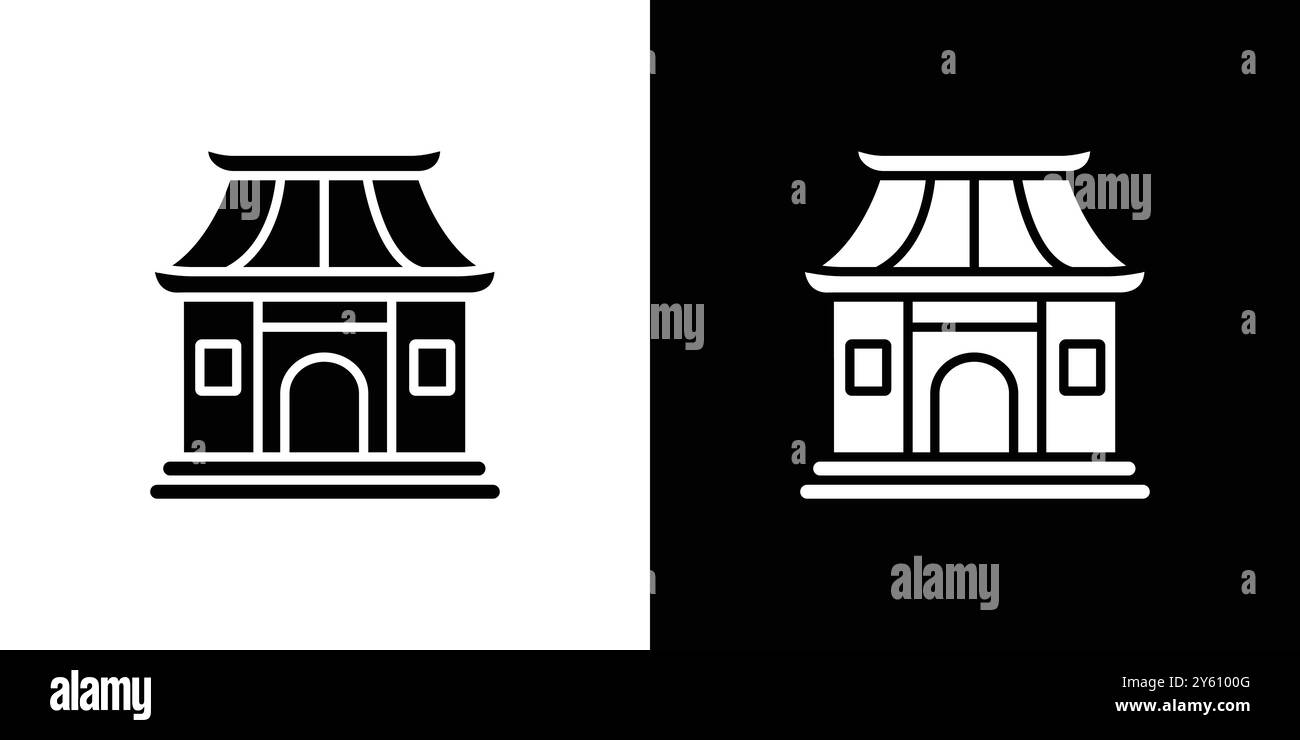 Collection de logo vectoriel d'icône de temple chinois ou groupe de pack de paquet Illustration de Vecteur