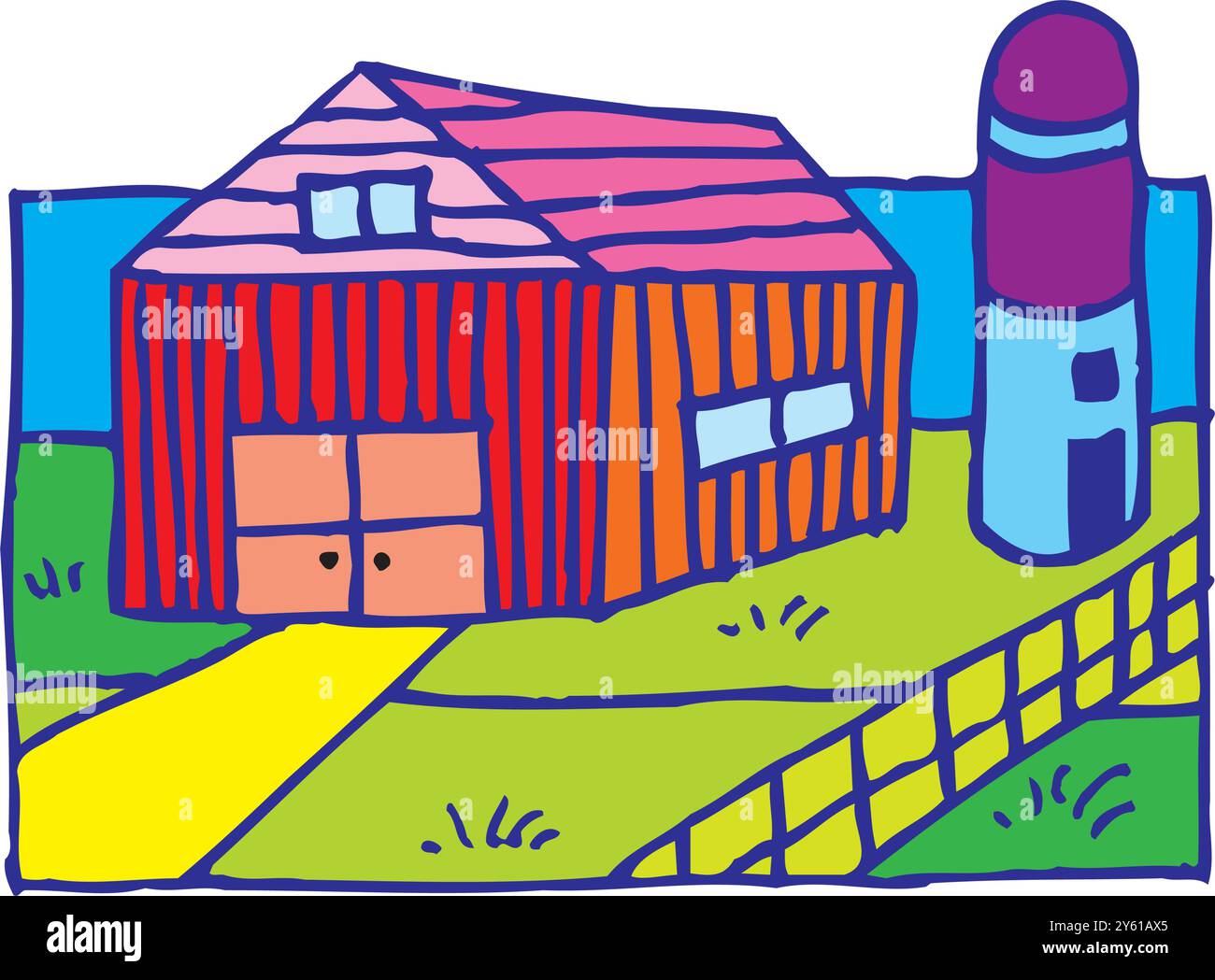 fermes isométriques avec grange de moulins et clôture de foin de silo et illustration vectorielle isolée de lampadaire Illustration de Vecteur
