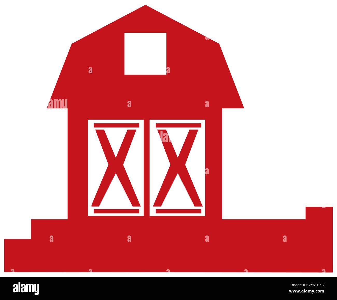 Extérieur du bâtiment de l'étable de grange de ferme avec illustration vectorielle plate de tracteur et de moulin à vent Illustration de Vecteur