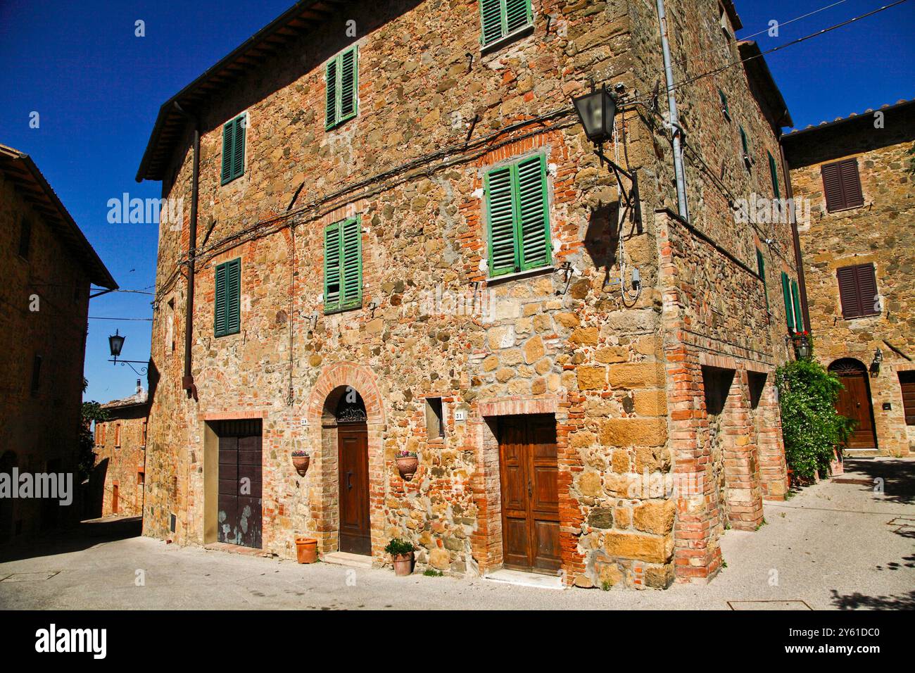 Le complexe médiéval de Monticchiello. Sienne, Val d'Orcia, Toscane. Italie Banque D'Images