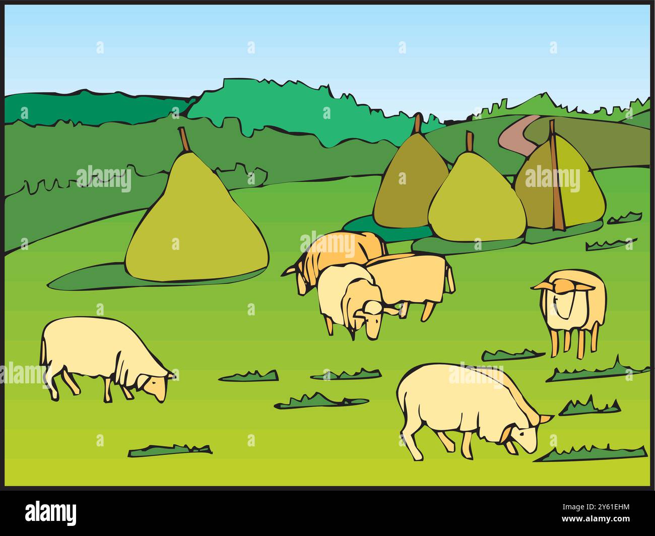 ferme isométrique avec grange de moulins et clôture de foin de silo et illustration vectorielle isolée de lampadaire Illustration de Vecteur