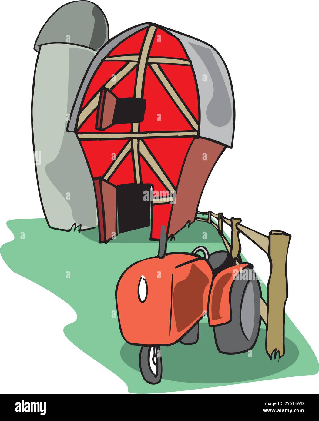 ferme isométrique avec grange de moulins et clôture de foin de silo et illustration vectorielle isolée de lampadaire Illustration de Vecteur